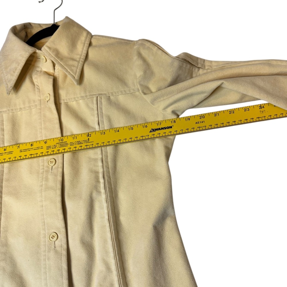 Vtg Sincerely Gidding Jenny Faux Suede Pintuck Shirt Dress Cream 70s Size S-M - Picture 8 of 12